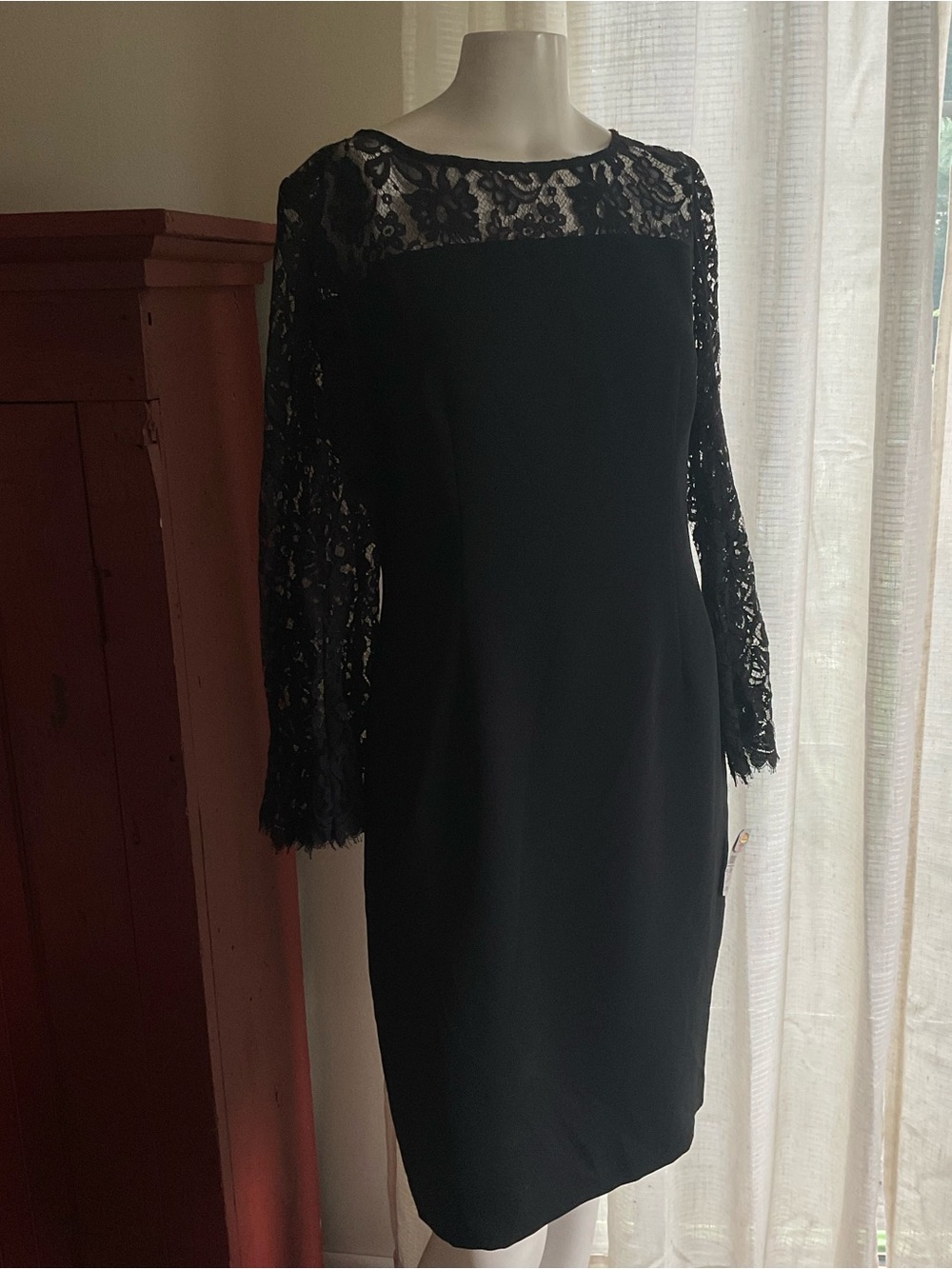 Talbots Black Lace Sleeves Dress 10 Petite NWT Classic Formal LBD